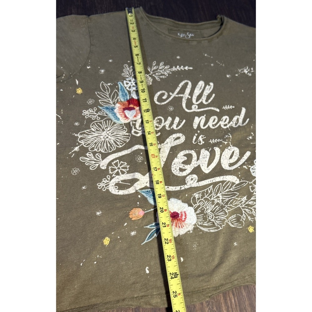 Kyla Seo T-Shirt Green Size M Crewneck Boho Handmade In India Pin Hole SEE PHOTO - Picture 8 of 9